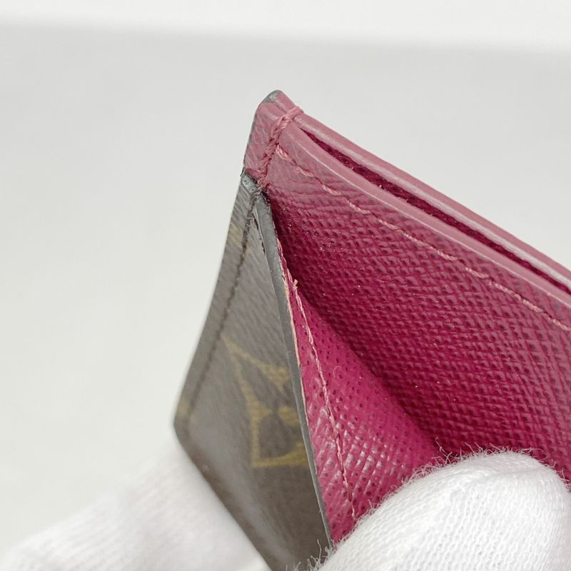 Louis Vuitton Card Case Monogram Porte Carthusanple M60703 Brown Fuchsia Ladies