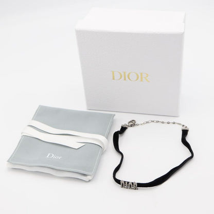 Christian DIOR Choker DIOR Rhinestone Velour Black Ladies With Box Yo649