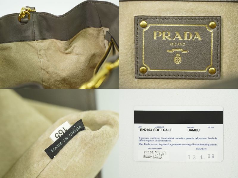 Authentic Prada Leather 2WAY Shoulder Bag Handbag Gray Bn2103 Bag Pre-owned