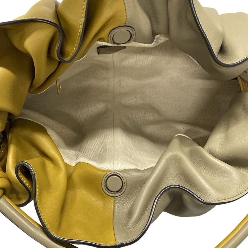 Loewe Tote Bag Flamenco A411fcdx02 Dark Yellow×gray Leather