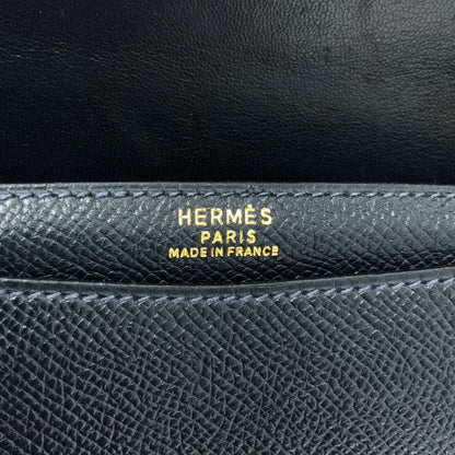 Hermes | 1990s | Freegate Courchevel Gold And Silver Hardware Handbag | Navy |