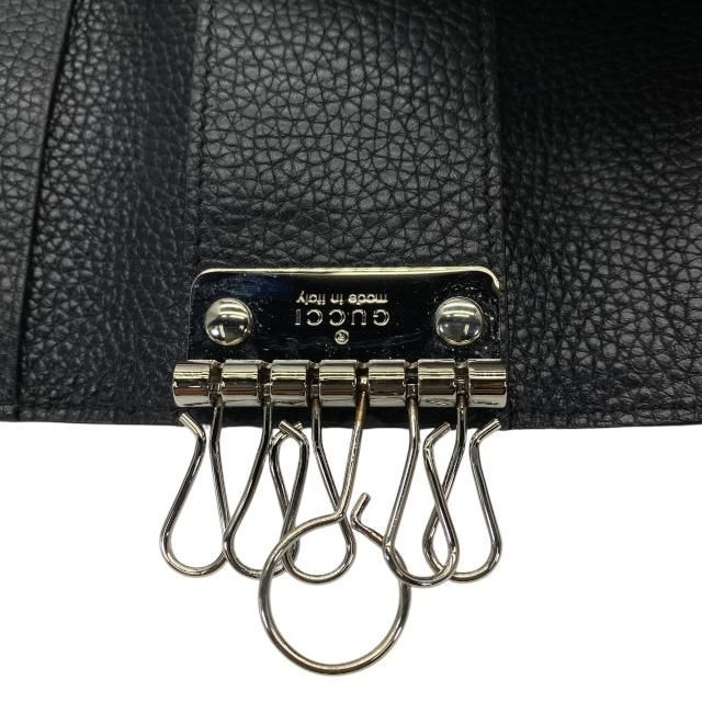 Gucci 473924 Double G 6-ring Key Case Key Ring Leather Black