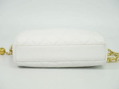 Authentic Chanel Coco Mark Matelasse Chain Shoulder Bag Pochette Caviar Skin