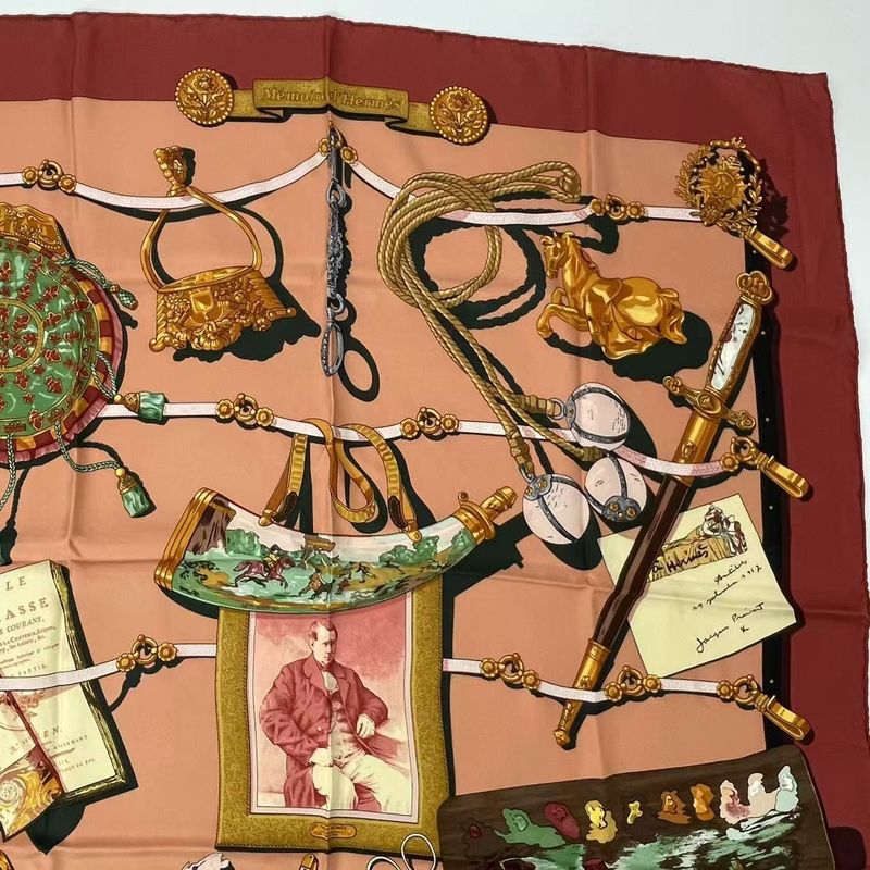 Hermes Scarf Carre 90 Memoire D'hermes Red