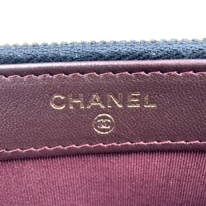 Chanel Matelasse W Zipper Chain Wallet Matelasse Serial No 22 Lambskin Black