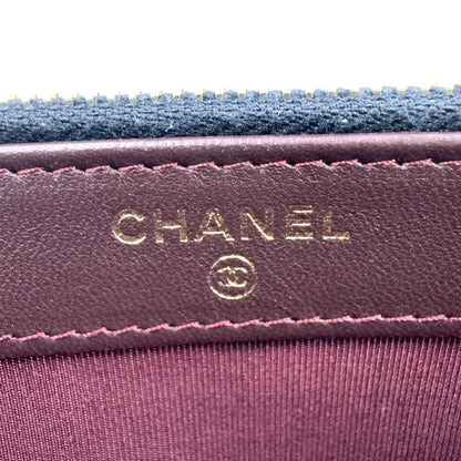 Chanel Matelasse W Zipper Chain Wallet Matelasse Serial No 22 Lambskin Black