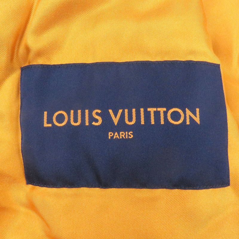 Louis Vuitton 2024 Sleeve Leather Back Logo Padded Varsity Jacket Mustard 52