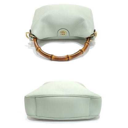 Gucci Diana Bamboo Handbag 746124 Double G Leather Mint Green Gold