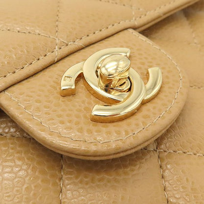 Chanel Shoulder Bag Mini Matelasse Caviar Skin Beige Gold Hardware Chain