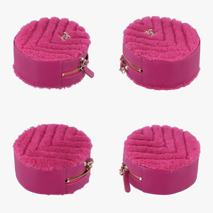 CHANEL  Round Mouton Coco Mark Pink Fur X Leather Ap093228979353