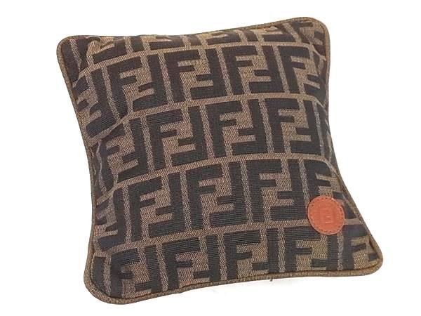 Fendi Zucca Pattern Nylon Canvas Cushion Interior Brown Av9113