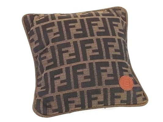 Fendi Zucca Pattern Nylon Canvas Cushion Interior Brown Av9113