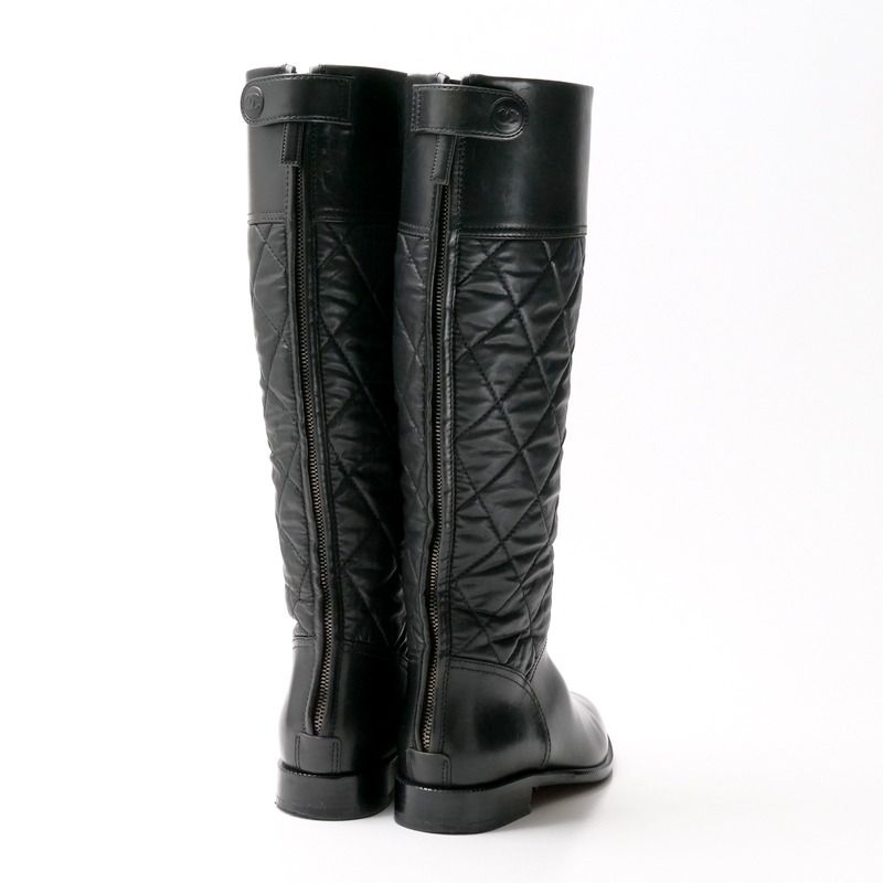 Chanel Boots Size 37 Matelasse Long Boots Shoes CC Logo Coco Mark Leather Black