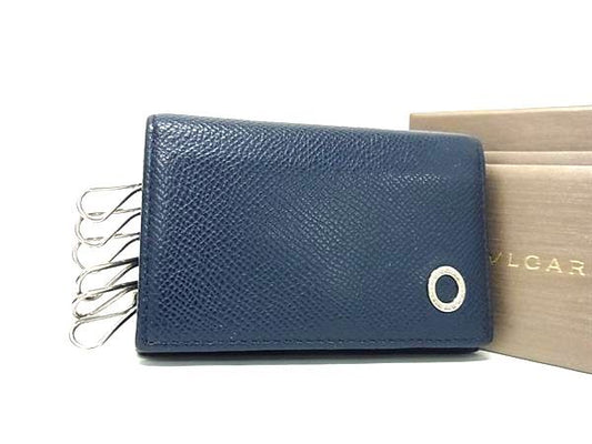 Bvlgari Leather 6-ring Key Case Key Case Women's Men's Navy Bk6799