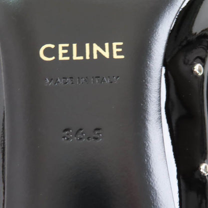 Celine Studded Pointed Toe Patent Leather Pumps Black Silver Hardware 36.5 With