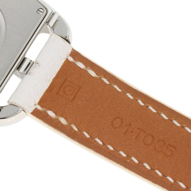 Hermes Ct1210 Cape Cod Tonneau Wristwatch SS Leather Ladies
