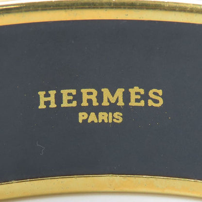 Hermes Bangle Emile Metal Cloisonne Black Multicolor Gold Hardware Plated