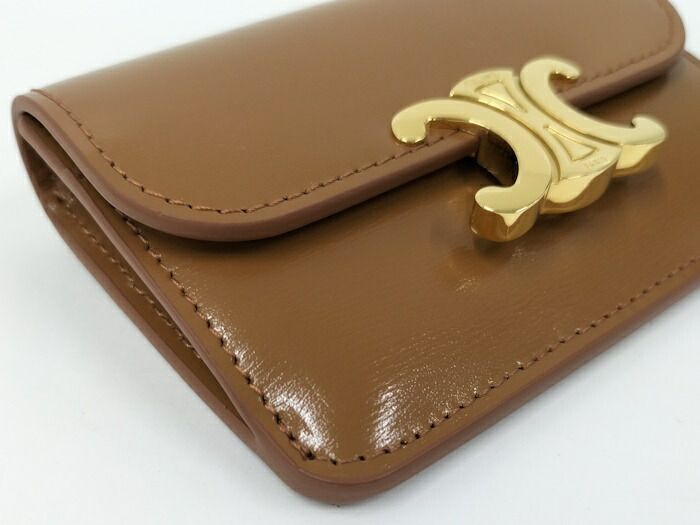 Celine Triomphe Card Case Leather Brown
