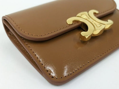 Celine Triomphe Card Case Leather Brown