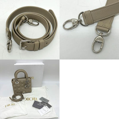 DIOR Handbag Lady Dior Cannage Leather Beige