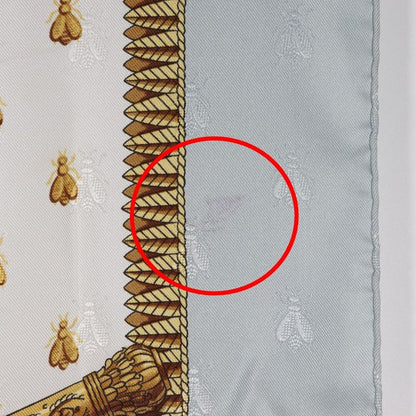 Hermes Carre 90 Napoleon Bee Silk Light Blue Women's Scarf