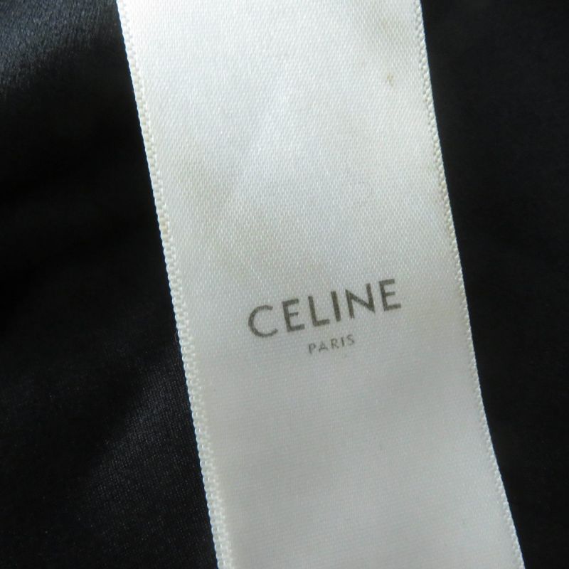 Celine 2r289598d 100% Silk Dotted V-neck Dress With Belt Black 38 Made In