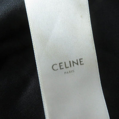 Celine 2r289598d 100% Silk Dotted V-neck Dress With Belt Black 38 Made In