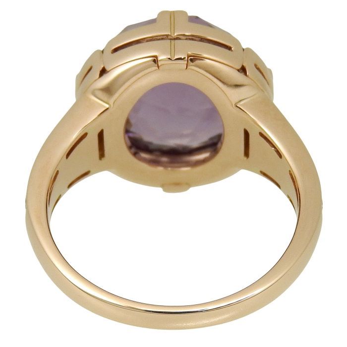 Bvlgari Bulgari Parentesi Cocktail Amethyst Diamond Ring 18K Pink Gold 750 Pink