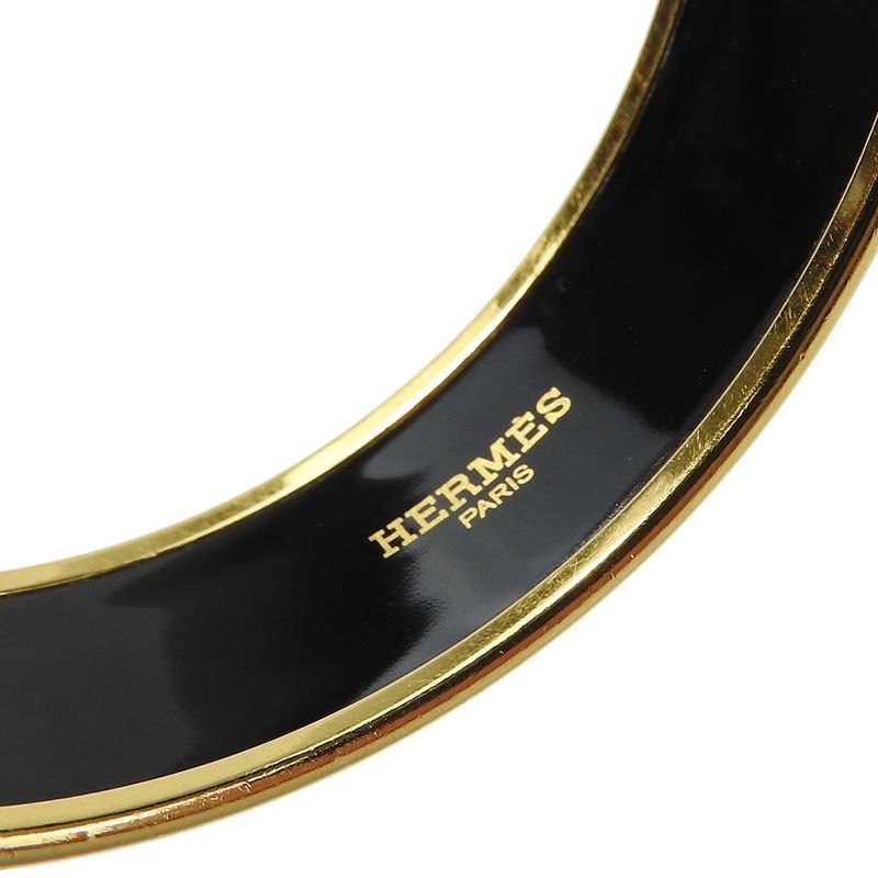 Hermes Bracelet Emile Enamel Metal Greenish Multicolor Gold Hardware O Engraved