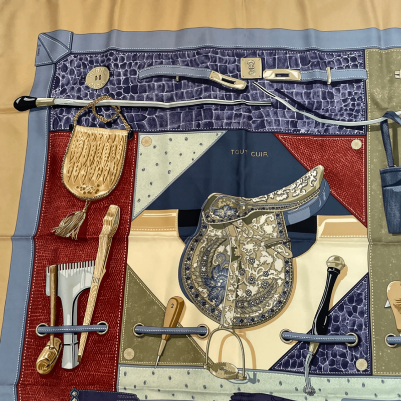Hermes Scarf Carre 90 TOUT CUIR All Skin Silk Blawan