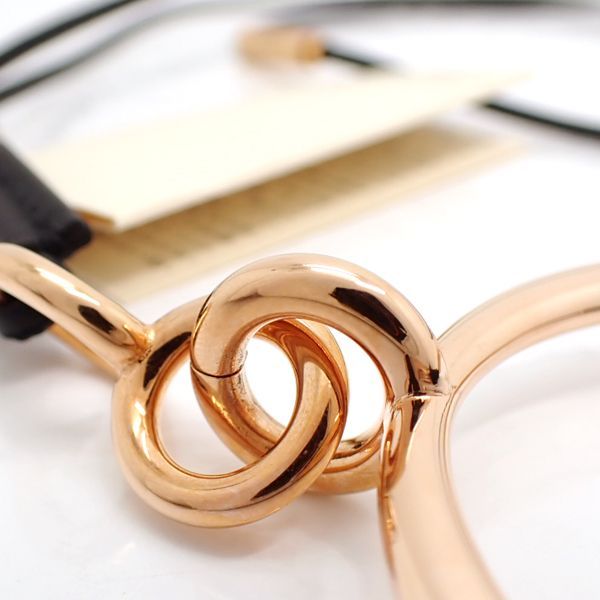 Hermes Equestre GM Necklace PG Pink Gold X Black Leather Same As Unused Box