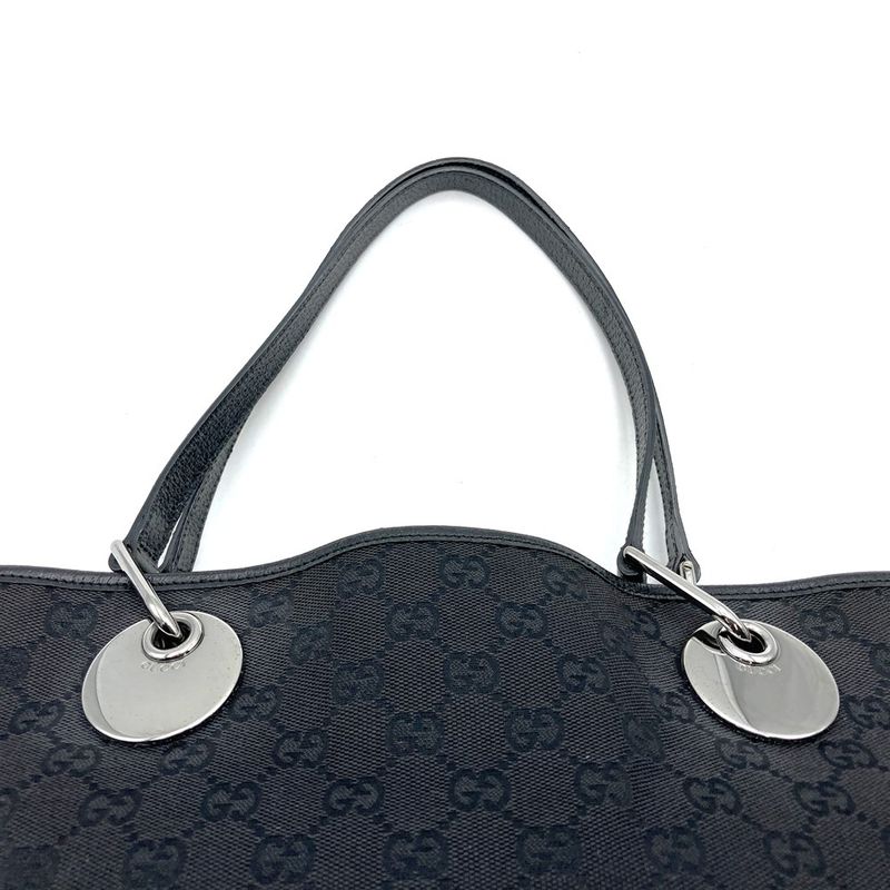 Gucci 120836 Tote Bag Black GG Canvas/leather Ladies Men's Branded High Brand