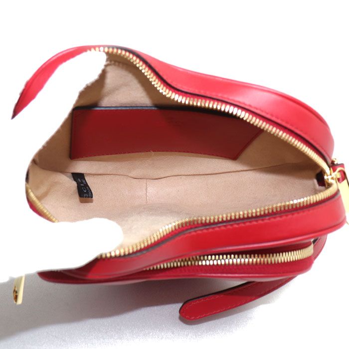 Gucci Interlocking G Heart Quilted Shoulder Bag Red 751628 Ladies Preowned