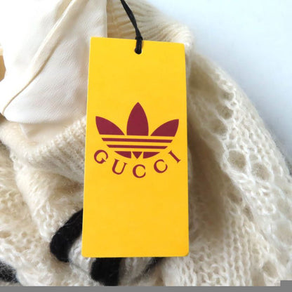 Gucci×adidas 721504 Trefoil Three Stripes Mohair Knit Pants Ivory Black XS Made