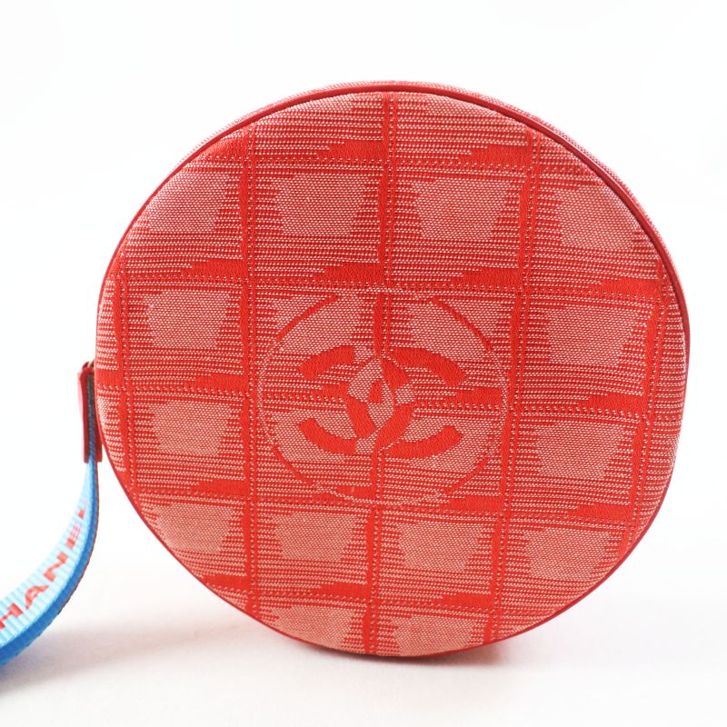 CHANEL 6859809 New Travel Line Nylon Round Shape Round Pouch Red With Box Made
