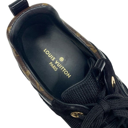 Louis Vuitton Run Away Line Monogram Sneakers Shoes Fabric Suede Leather Black
