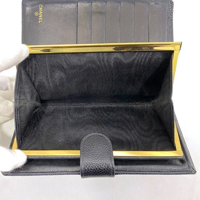 Chanel Fold Over Clasp Long Wallet F22076 Black A13498