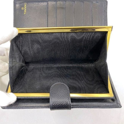 Chanel Fold Over Clasp Long Wallet F22076 Black A13498