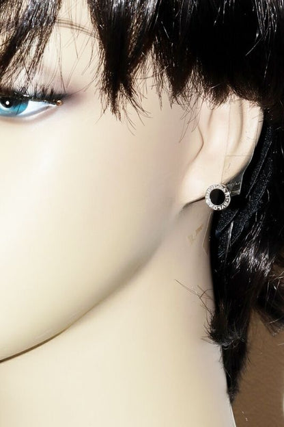 Bulgari Earrings 18K White Gold Onyx 2P Bulgari Stud Earrings 356121