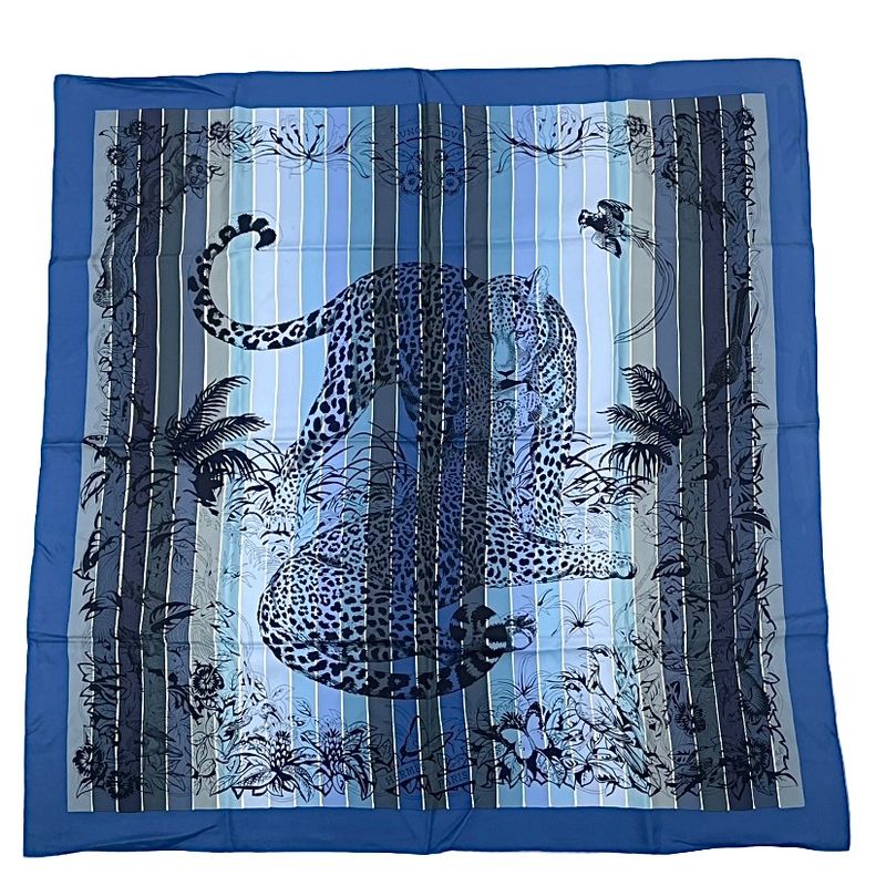 Hermes Scarf Carre 90 DIP DYE Jungle LOVE 100% Blue Silk