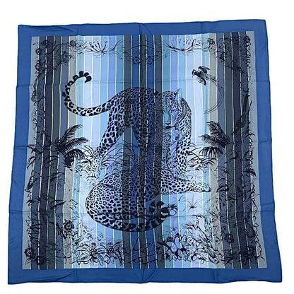 Hermes Scarf Carre 90 DIP DYE Jungle LOVE 100% Blue Silk