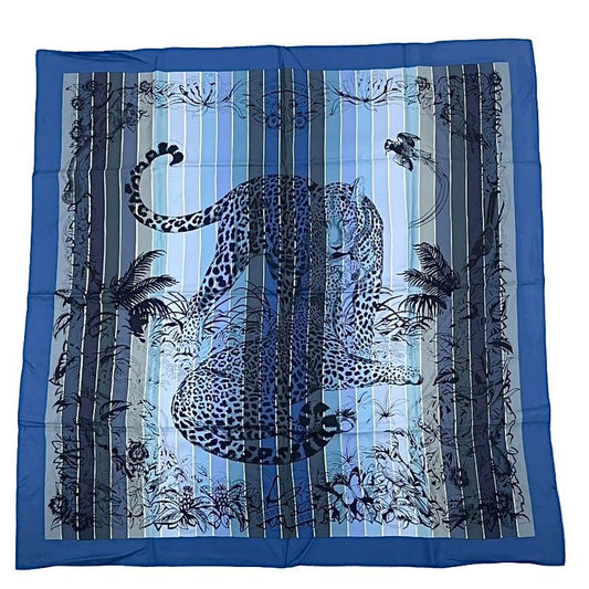 Hermes Scarf Carre 90 DIP DYE Jungle LOVE 100% Blue Silk