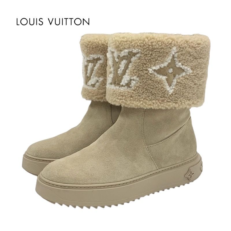 Louis Vuitton Snowdrop Line Monogram Boots Short Boots Mouton Boots Folded