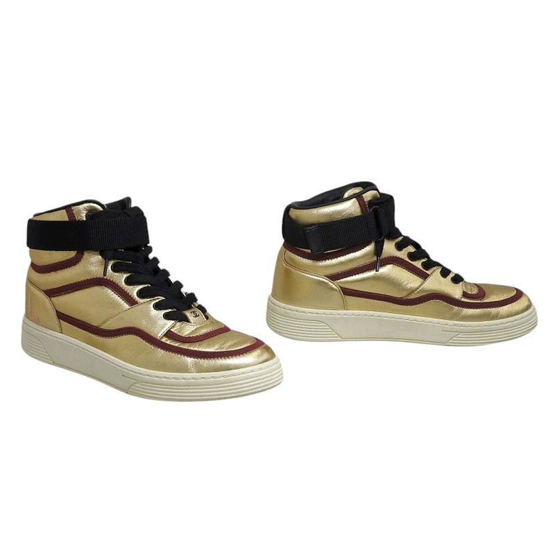 Boxed Ultra Chanel 2020 G35062 Coco Mark Gold Leather High Cut Sneakers Shoes