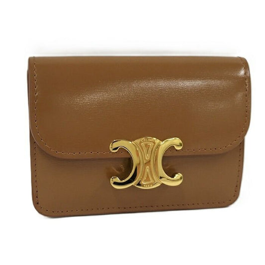 Celine Triomphe Card Case Leather Brown