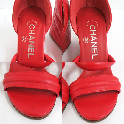 Chanel Sandals Wedge Sole Matelasse Metal Strap 36 Half 23.5cm
