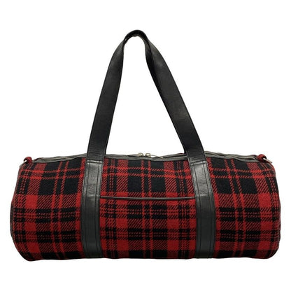 Saint Laurent Paris Boston Bag 360195 Red And Black Checked Wool Leather