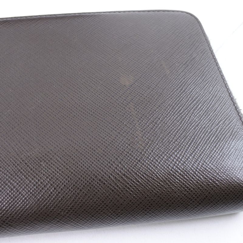 Prada Round Zipper 2ml220 Saffiano Caffe+nero Dark Brown Women's Long Wallet