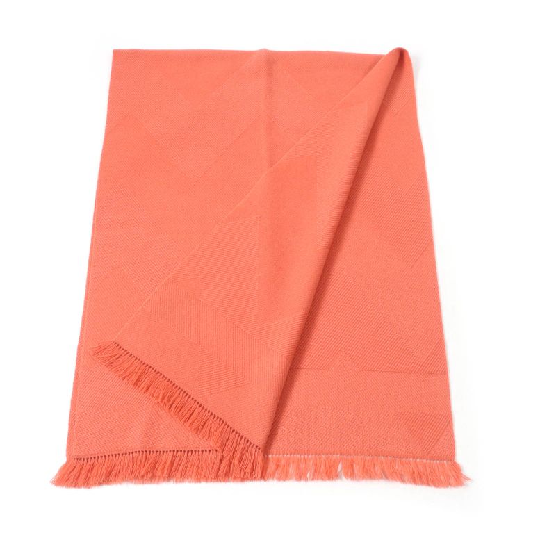 Hermes Grand Chevron 100% Cashmere Rose Blush Leather Scarf With Logo Patch And