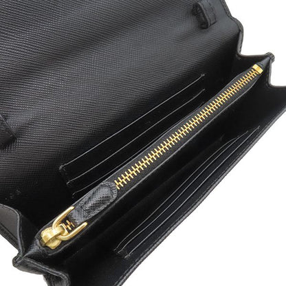 Prada Chain Wallet Saffiano Metal Shoulder Wallet Leather Nero Gold Hardware